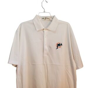 Fairway‎ & Greene Miami Dolphins Polo Embroidered Logo Short Sleeve Size M New
